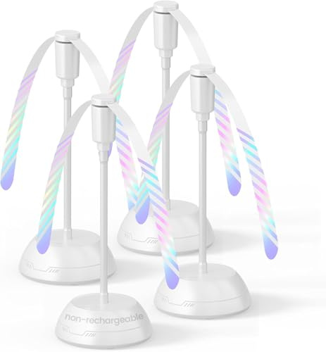 Edvision 4Pack Food Fan for Table, AA Battery Powered, Portable Fan with Flexible Gooseneck and Soft Blades, Soundless Table Fan for BBQ, Picnic, Party, Patio (Non-rechargeable,White)