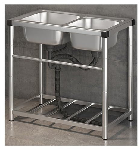 Évier utilitaire sur pied avec panier de vidange de robinet de qualité commerciale pour garage, buanderie, restaurant, ferme, café, bar, hôtel, taille : 77 x 42 x 75 cm, couleur : A