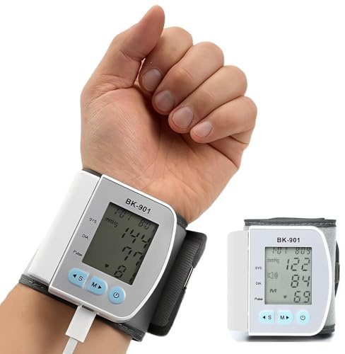 TGKYK Tensiomètre de poignet avec écran LCD rétroéclairé, 2 modes d'utilisation Bp Moniteur de pression artérielle avec étui de rangement, moniteur de pression artérielle de poignet pour personnes