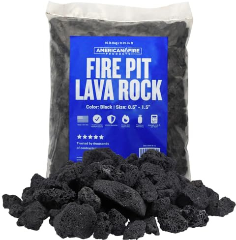 American Fire Products | Medium Lava Rock, 1/2 - 1 | Use in Fireplace, Fire Pit or Bowl | Outdoor & Indoor Volcanic Rock for Natural Gas or Propane Fires | Decorative Landscaping | 10 lb Bag