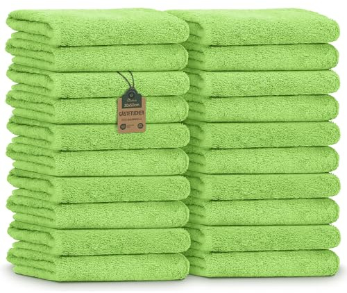 NatureMark Gästetücher – 20er Pack (30x50 cm), 100% Baumwolle, Oeko-TEX Zertifiziert, weich, saugfähig und pflegeleicht – Für Bad, Gäste & Spa – Apfel grün
