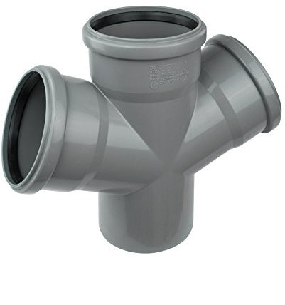 Ostendorf DN 50/50/50 Doppelabzweig 67 Grad, Polypropylen (PP), Grau, Heißwasserbeständig, Schwer entflammbar nach DIN 4102 B1