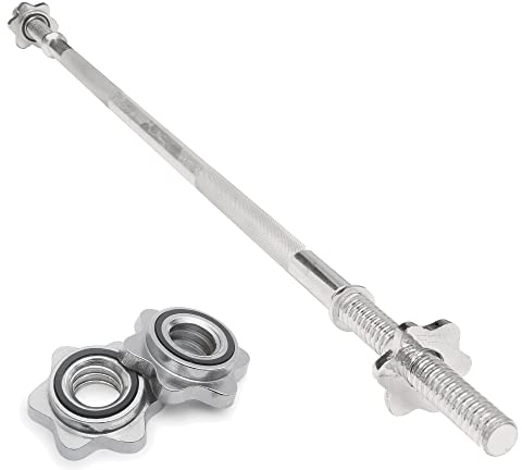 Body Revolution Barbell Bar - 1.2m Weight Lifting Bar for 1 Inch Standard Weights Plates - Barbell for Bench Press, Curls, Deadlift and Powerlifting Spinlock or Spring Collar (1.2m Spinlock Collar)