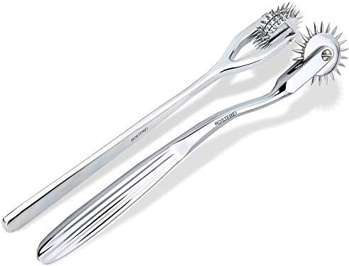 Nervenrad Sensibilitätsrad Edelstahl Set 2-teilig Massageroller 1 + 3 Nadelrollen Nadelrad Massagegerät