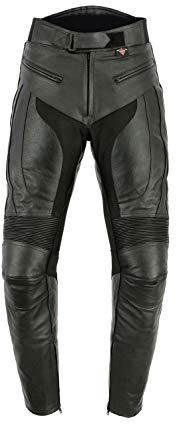 Texpeed Pantaloni da moto da uomo - Estate touring in pelle per moto da crociera con protezione motociclista CE Armor (EN 1621-1) Nero - (XL Girovita/Gamba Corta)