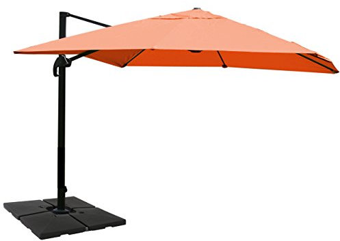 Mendler Gastronomie-Ampelschirm HWC-A96, Sonnenschirm, 3x4m (Ø5m) Polyester/Alu 26kg mit Ständer - terracotta