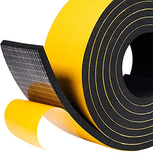 fowong Self-Adhesive Foam Tape 4 M Long X 50 mm Wide x 6 mm Thick High Density Neoprene,Anti-Vibration,Anti-Collision Weather Stripping Gasket Seal SoundProof for Window Door