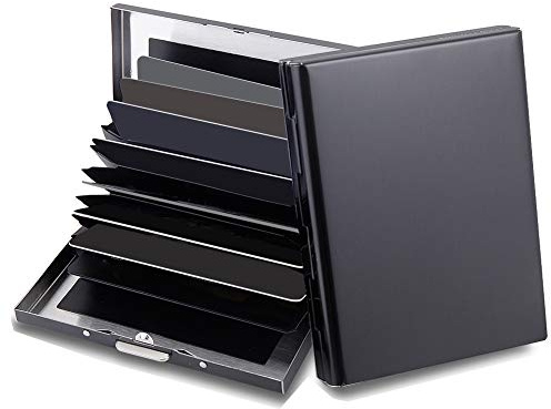 EASTNIGHTS RFID Credit Card Holder Protector Metal Credit Card Wallet Business Card Holder for Men Women Gift Box Package (Black)