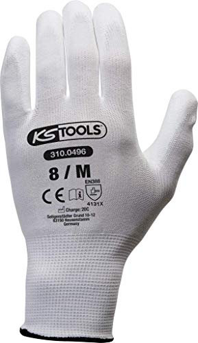 KS Tools 310.0496 Mikro-Feinstrickhandschuhe-weiß, 8, 12 Paar