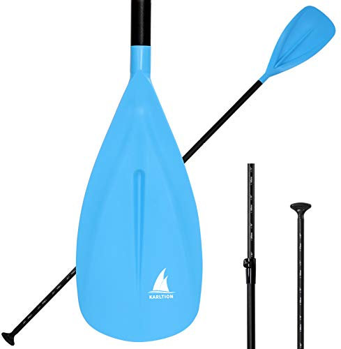 Karltion Lot de 3 pagaies de SUP réglables en aluminium avec lame en fibre de verre pour le surf, la flottaison, les sports nautiques, bleu