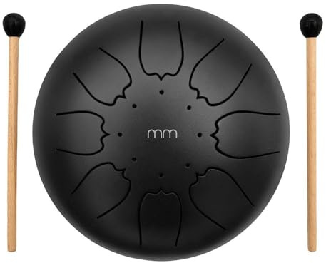 Mikamax Tongue Steel Drum - Zungentrommel - Stahlzungentrommel - Handtrommel - HandPan Drum - Mitt Drumsticks und Carrybag - 8 Zoll - 16CM