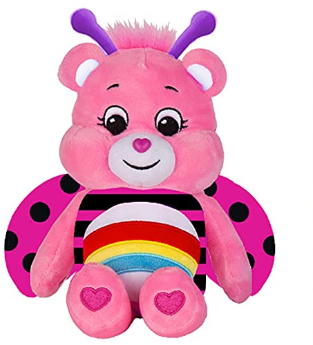 Care Bears – Basic Fun Lady Bug Cheer Bear 22 cm Bean Plüsch – Rosa Sammlerteddy mit Regenbogen – Weiches Kuscheltier für Kinder ab 4 Jahren – Geschenk für Mädchen & Jungen