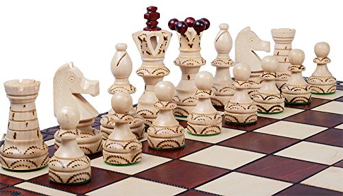 Hermoso Juego de ajedrez con Tablero de Madera y Piezas Hechas a Mano. Producto, 55 cm