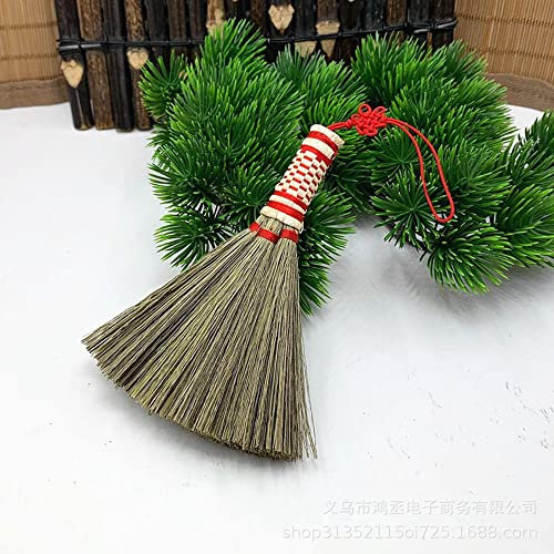 1 mini balai de paille de riz de 12 cm - Balai à main - Balai en bambou naturel fait à la main - Outil de jardinage