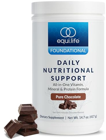 Equilife Daily Nutritional Support, All-in-One Multivitamin Meal Replacement, Pure Chocolate Flavor, 15G Plant Protein, Supports Overall Wellness Including Energy, Digestion, & Skin, 14 Servings Tub