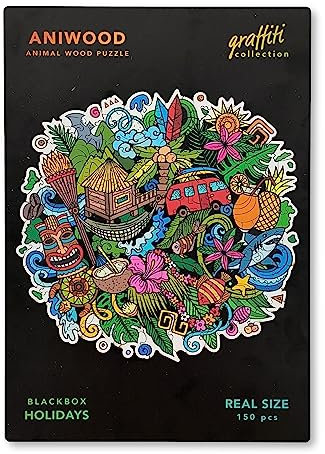 ANIWOOD Holzpuzzle Erwachsene Tieren. Gestanzter Deckel, Lebensgroße Puzzle-Box. 3 Schwierigkeitsmodi, dekoratives Element. Einzigartige Puzzleteile (Mandala Feiertage, M)