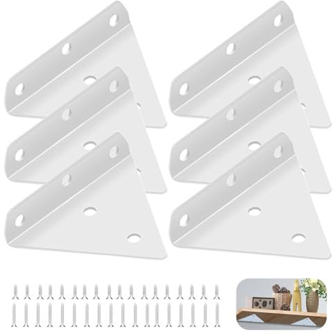 Nizirioo 6 Stück Schwebende Regalhalterungen Regalträger Regalhalterung Versteckte Regalhalterungm Dreieckige Wandhalterung Regalhalter Regalträger Unsichtbar für Bücherregale Küchenregale(Weiß)