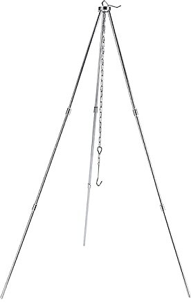 SIMBAE BBQ-Stativrahmen mit Kette und Haken, Aufbewahrungstasche, höhenverstellbarer Camping-Stativ für offenes Feuer, Reisen, Wandern, Picknick, Grillen