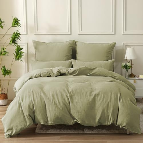 SOULFUL Doppelte Muslin Bettwäsche 135x200 4 Teilig Baumwolle, Bettwäsche-Sets 2er Set Bettbezug mit 2 Kissenbezüge 80x80 cm, ÖKO-TEX Bettwäsche Jaspis Grau mit Reißverschluss