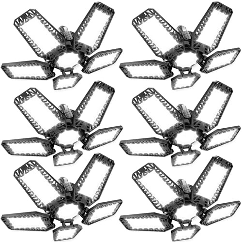 TASINUO Garagenlampe LED 160W 6 Stück, 16000LM 6500K Sehr Helle LED Werkstatt Deckenleuchte, Deckenlampe mit 5+1 Verstellbaren Panel, Kellerlampe für Garage Werkstatt Lager Keller