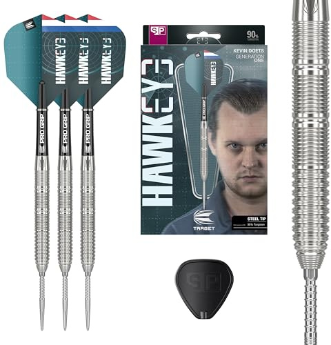 Target Darts Kevin Doets Gen 1 Steel Tip Swiss Point Darts, 90% Tungsten Darts, 23G | Generation 1 Steel Tip Darts, Player Edition Swiss Points Dart Sets, Professional Dart Set