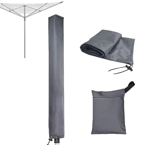 ZXINGCHI Rotary Clotheslines Cover 600D Oxford Rotary Clothesline Cover Waterproof Windproof Rotary Dryer Cover with Zip Rotary Clothes Line Cover(Gray,65x6x6inch)
