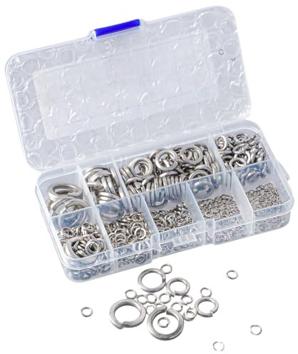 Edelstahl Federringe Set, 600 Stück Sperringe, Spiralförmige Unterlegscheiben, M2/M2.5/M3/M4/M5/M6/M8/M10/M12, Federscheiben für Heimwerken und Handwerk