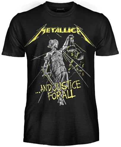 Metallica T-shirt och rättvisa för alla. Officiell Rock T-shirt. Heavy Metal Band Unisex Tröja Vuxen Pojke.