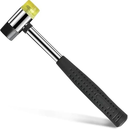 TECHZOCO Martillo de goma de doble cara de instalación, Martillo de mazo, martillo suave, Maza de goma, Herramienta de impacto suave, Martillos de cabeza desmontable, Cabeza 30 mm
