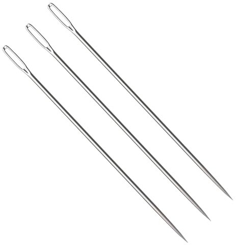 Upholstery Needle, 3 Pcs 12 Inch 3mm Large Eye Sewing Needles, Delicate Darning Needle, Suitable for Home Hand Sewing Crafts Projects Doll Making Tufting Hand Sewing Needles