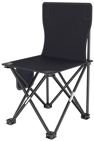 Vbvbip Tabouret pliable portable pour le camping | Tabouret pliable d'extérieur léger et compact avec tissu Oxford durable pour randonnée, pêche, plage (noir)