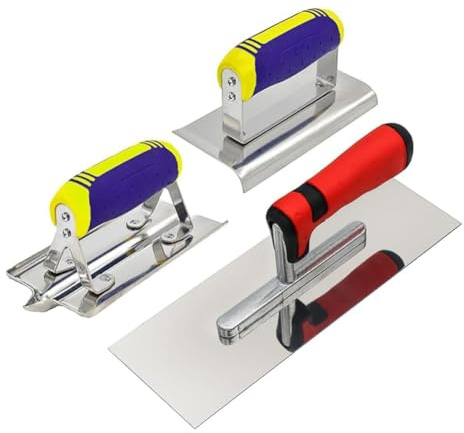 Osmond Ensemble D'Outils en Béton en Acier Inoxydable à Manche Plat 3 Pièces, Comprenant une Truelle, une Truelle et une Taloche.
