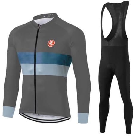 UGLY FROG Nzrtao Maillot Ciclismo Hombre Manga Larga y Culotte de 20D Gel Largo MTB con Tirantes Equipos Profesionales, Conjunto Ropa Ciclismo Hombre