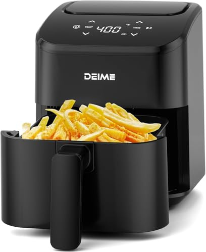 DEIME Air Fryer 2,5 L, Small Airfryer Digital Space Saving Compact, Bake, Reheat, Roasts for Quick Easy Meals, Mini Compact & Quiet, Nonstick & Dishwasher Safe Basket