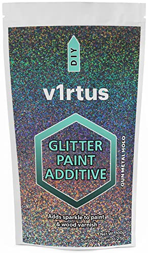 Holographic Gun Metal Grey Glitter Paint Additive 100g | Sparkle Glitter Paint for Walls Interior Exterior, v1rtus