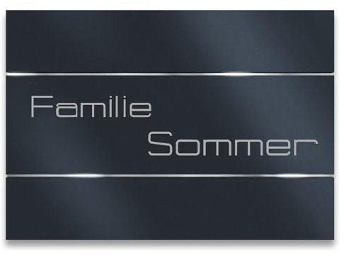 Metzler Namensschild Edelstah in Anthrazit (RAL 7016) - Wetterfest & Massiv - Rostfrei & UV-Beständig - Individuelle Beschriftung - Größe: 160 x 110 mm