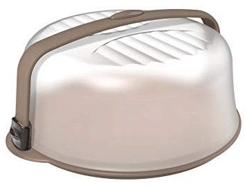 BIESSE 9920 Trendy Runder Kuchenbehälter mit Servierboden, Plastik, Grau, 37x37x16