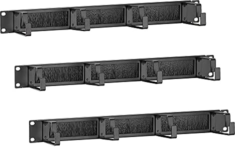 kwmobile 3X 19 Zoll Rack Kabelmanager - mit 4 Metallringen und Bürsten Kabelöffnung - Serverschrank Netzwerkschrank Kabelmanagement Kabelführung
