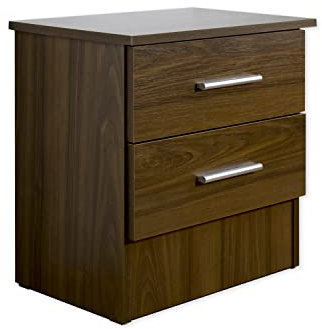 Tete De Lit Mesita de Noche Ikeam Nature Mesita De Noche Dormitorio Acabado Antideslizante Artesanal 49 X 30 X 48 cm (2 Cajones, Nogal)