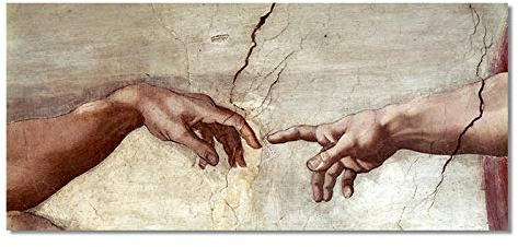 La creación de Adán por Miguel Ángel Pintura al óleo Cuadro En Lienzo XXL Creación de Adán Pósteres e impresiones Decoración de la pared Cuadros 80x160cm Sin marco