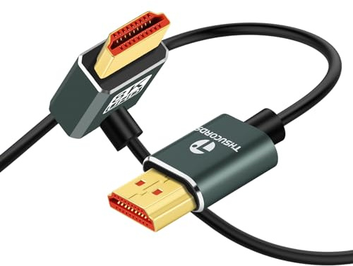 Thsucords Ultradünnes 8K HDMI Winkelstecker 2.1 90 Grad Nach Oben Gewinkeltes Kabel 1M, Flexibles Schlankes kabel, Unterstützt 4K @120 Hz, 8K @60 Hz, Kompatibel mit Roku TV/HDTV/PS5/Blu-ray