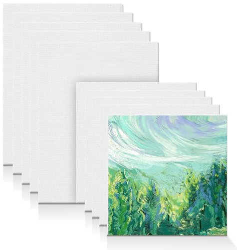 10 PCS 100% Cotton Art Square Canvas Panels, Blank Canvas for Painting, Acrylic, Oil, Watercolor Paint - A4 (21x29.7) & 19x19cm (5pk)