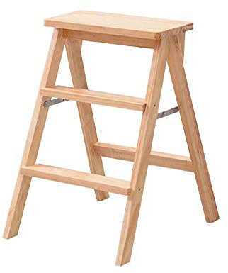 PLMNBQWE Escabeau, Tabouret échelle 3 marches Tabouret Pliable Portable Chaise d'escalier de Bureau de Cuisine sièges escabeau/Couleur Naturelle (Couleur Naturelle)