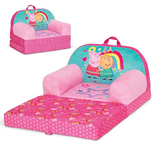 Delta Children - Peppa Pig Cozee Buddy Flip-Out Kids Chair - Greenguard Gold Certified, Pink