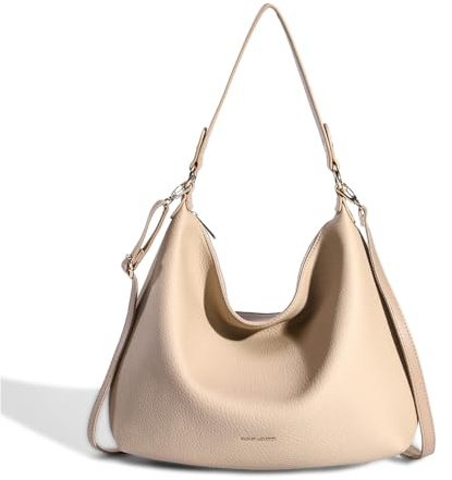 David Jones Borsa a Spalla Hobo Donna - Borsa Shopper Grande in Similpelle Morbida - Borsa Tote con Tracolla Lunga - Borsa Shopping Capiente Classica e Pratica - Beige