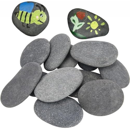 LuLiyLdJ 10 Pezzi Ciottoli Pietre per Pittura, Pietre Piatte Da Dipingere, Rocce Ciottoli, Ciottoli per La Pittura, per Pittura Fai da Te, Decorative per Acquario e Giardino