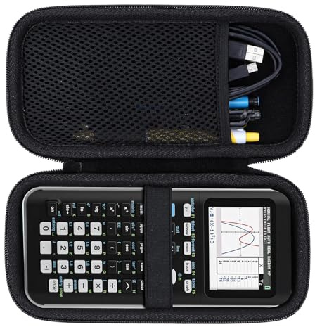 Bärande Fall för Texas Instruments Ti 84 Plus CE, Ti 84 Plus, Ti Nspire CX II CAS, Ti Nspire CX II Färggraferingskalkylator, Extra Ficka för USB -kablar, Manual, Penna, Linjal