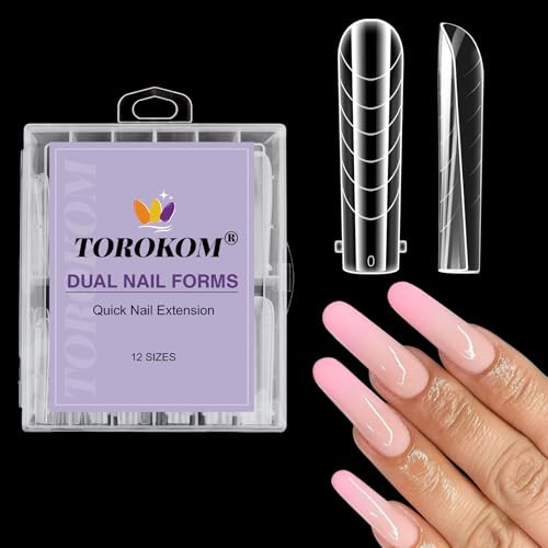 TOROKOM Forme Doppie per Poly Gel - 120 Stampini per Unghie, Copertura Completa in 12 Misure, Ideali per Ricostruzione Acrilica, Nail Art e Uso in Salon o a Casa
