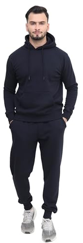 Absanoh Men's Tracksuit Set, Hooded Fleece Pullover Hoodie with Joggers, Casual Athletic Wear (UK, Alpha, L, Regular, Regular, Navy)