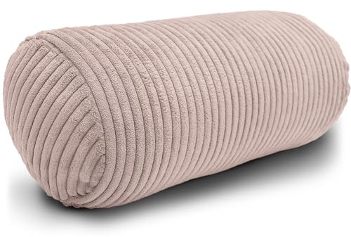 Amilian Nackenrolle mit Bezug 40x15 cm – Cord Kissen mit Füllung – Waschbar – Für Erwachsene & Kinder – Ideal für Nacken (Elfenlicht, 40 x 15 cm)